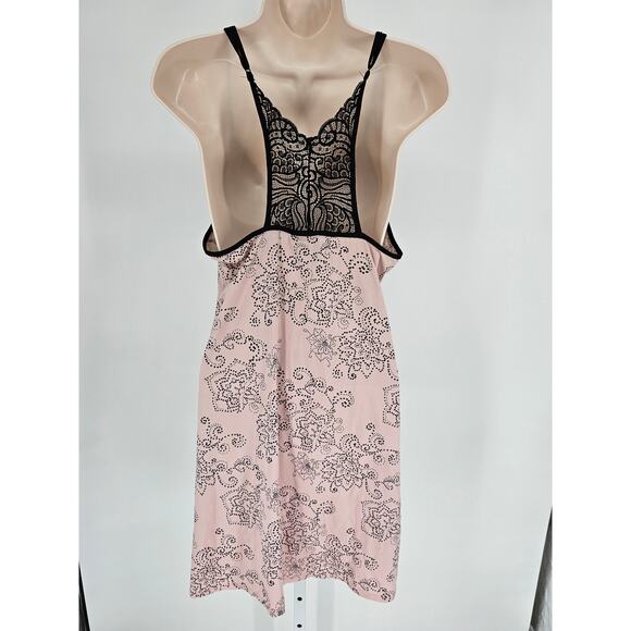 Apt 9 Womens Sz M Knee Length Super Soft Nightgown Light Pink Black Lace Trim - Picture 3 of 4